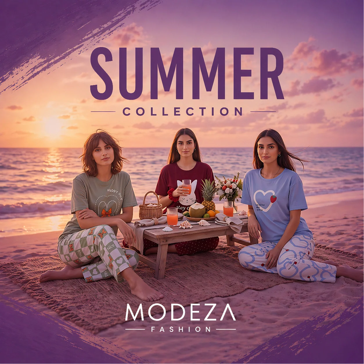 Summer sale women's cotton night suits Pakistan - best price nightwear Modeza Fashion