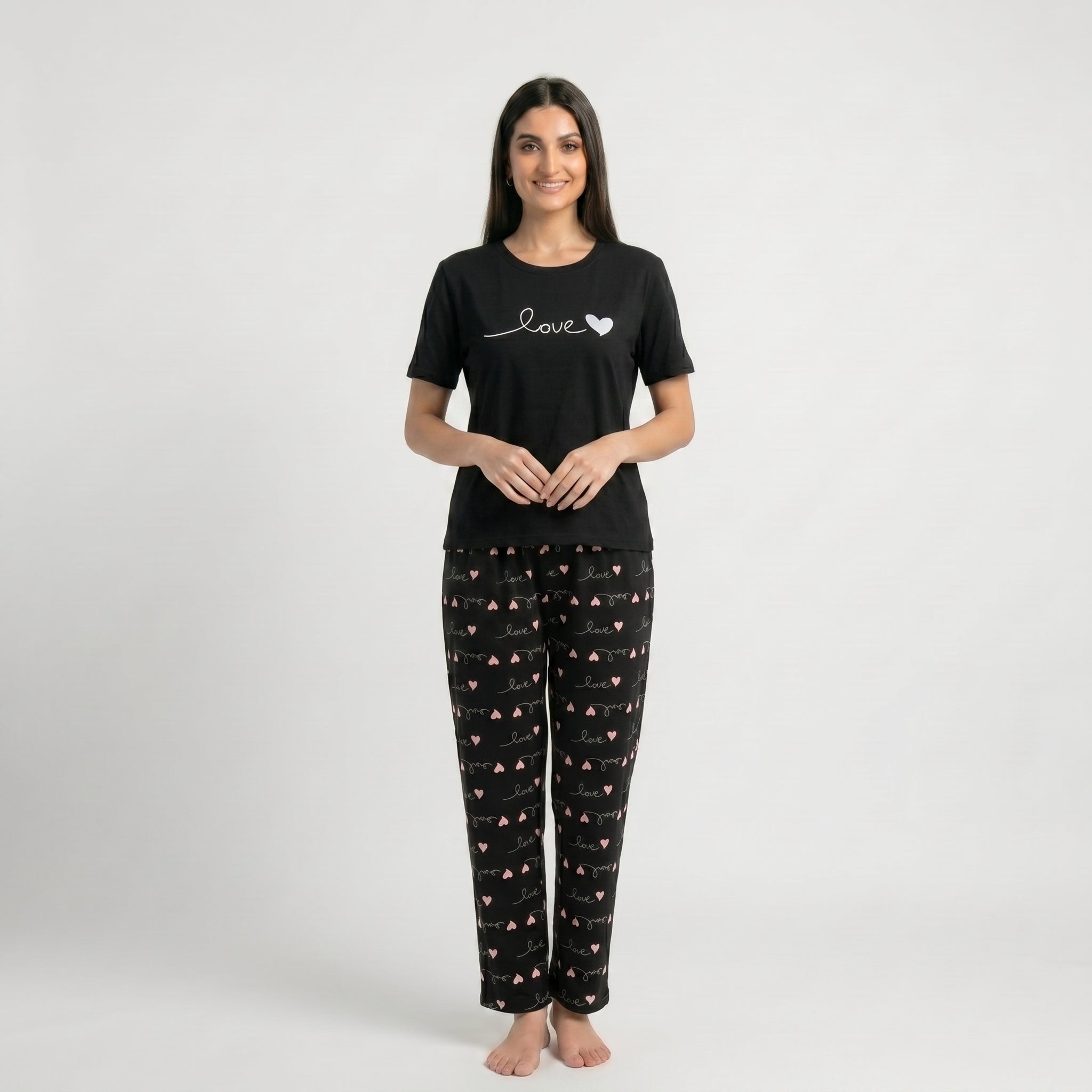 Black Small Heart Printed