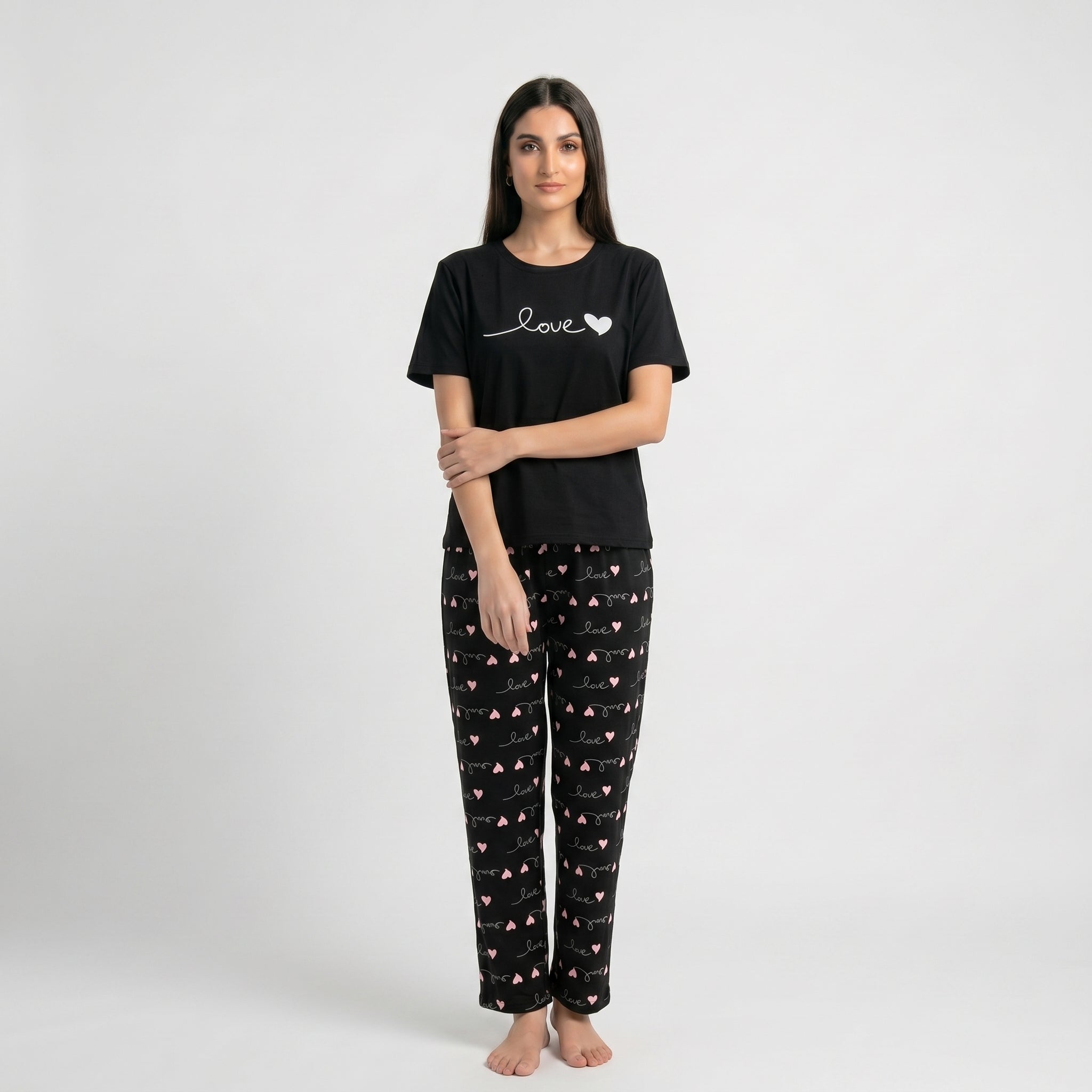 Black Small Heart Printed