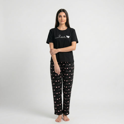 Black Small Heart Printed
