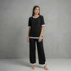 Black White Round Neck Palazzo