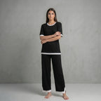 Black White Round Neck Palazzo