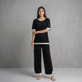 Black White Round Neck Palazzo