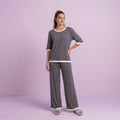 Grey White Round Neck Palazzo