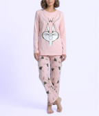 Pink Bunny Printed Night Suit