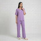 V-Neck Purple Palazzo