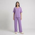 V-Neck Purple Palazzo