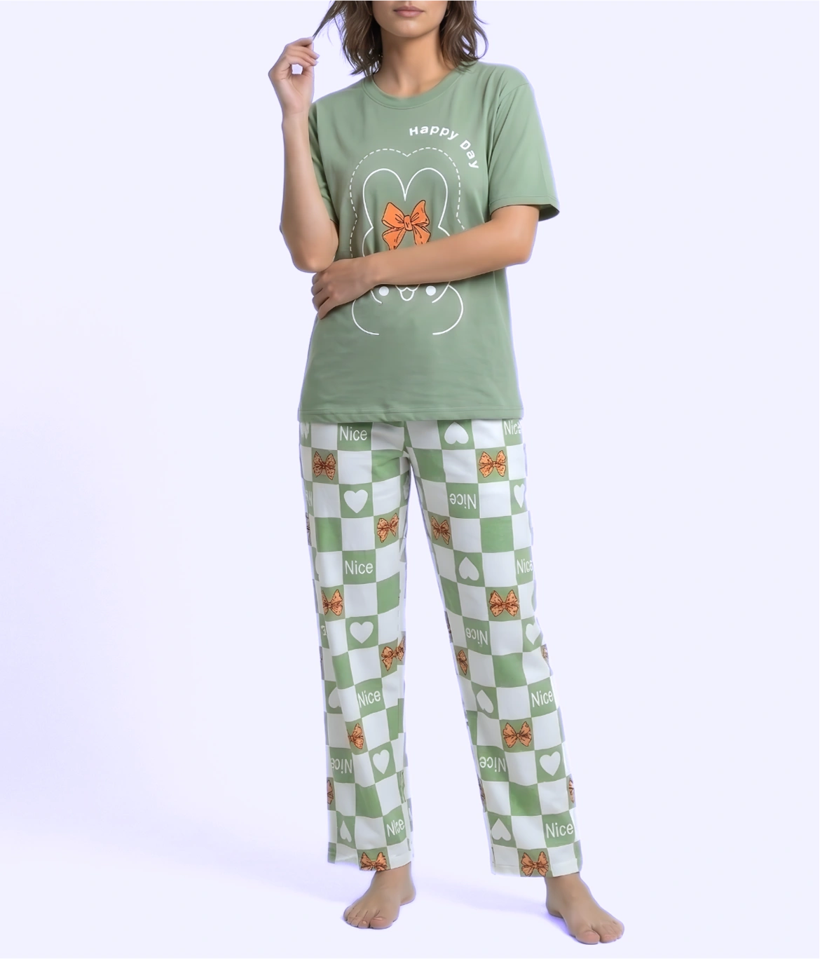 Olive Green Cotton Nightwear
