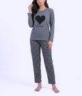 Black Heart Print Cotton Nightwear