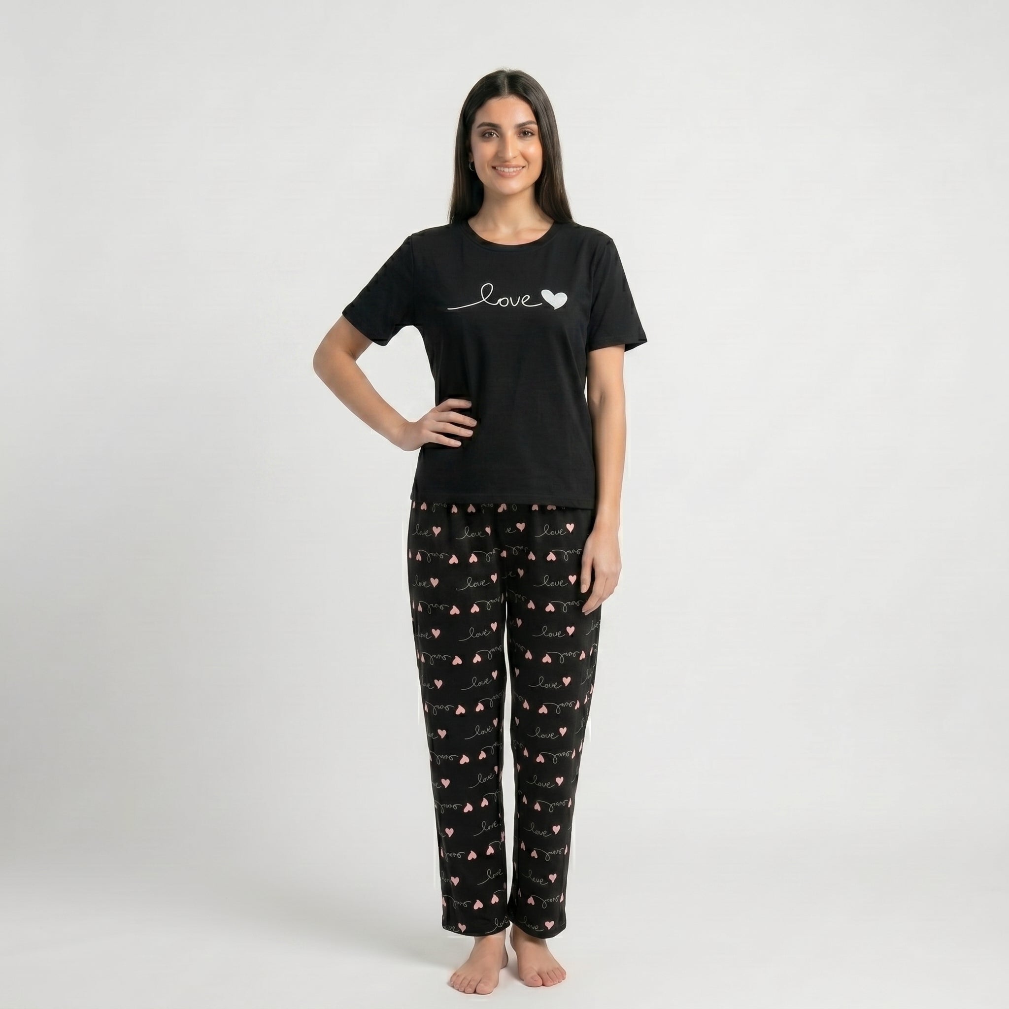 Black Small Heart Printed