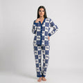 Blue with White Doraemon V-Neck Button