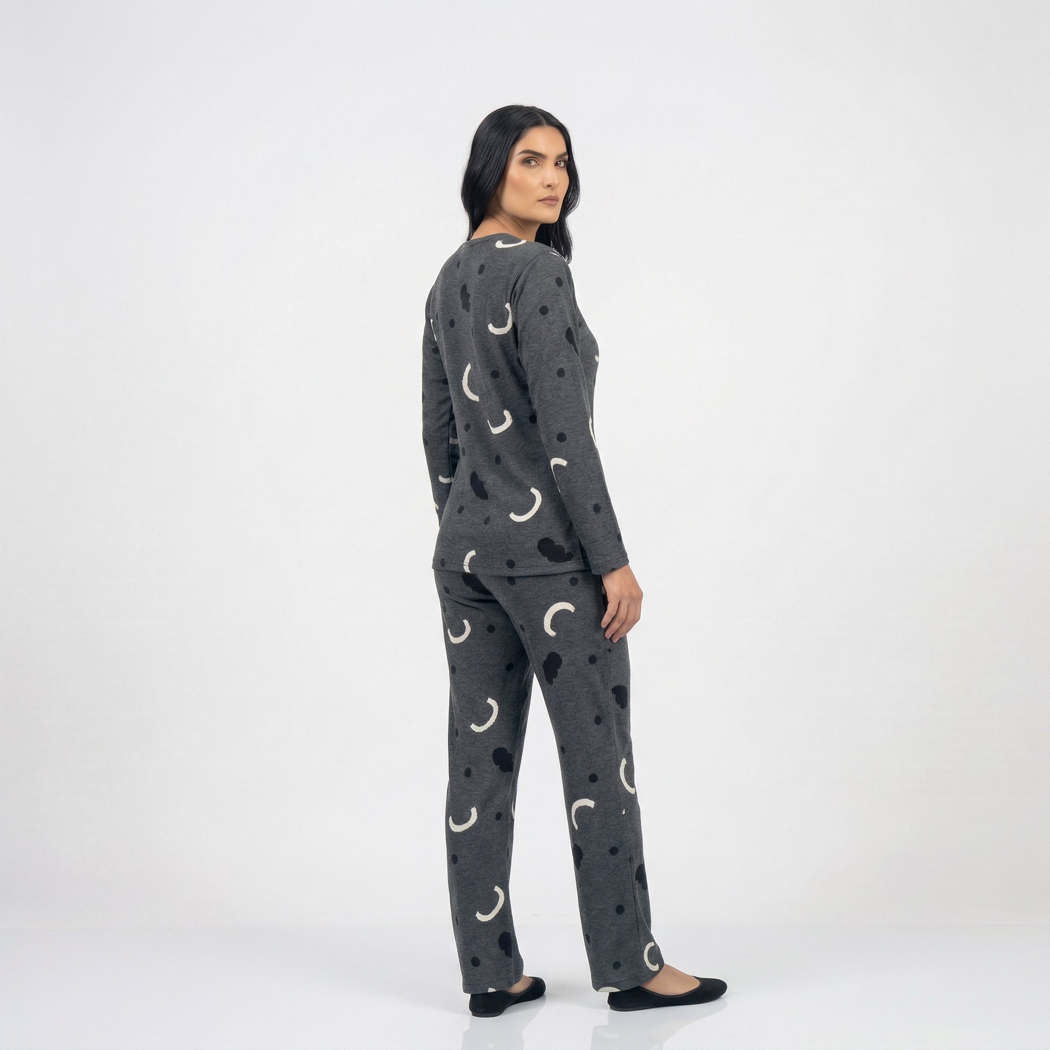 Charcoal Printed Soft Cotton Night Suit