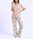 Pink Pocket Style Cotton Night Suit