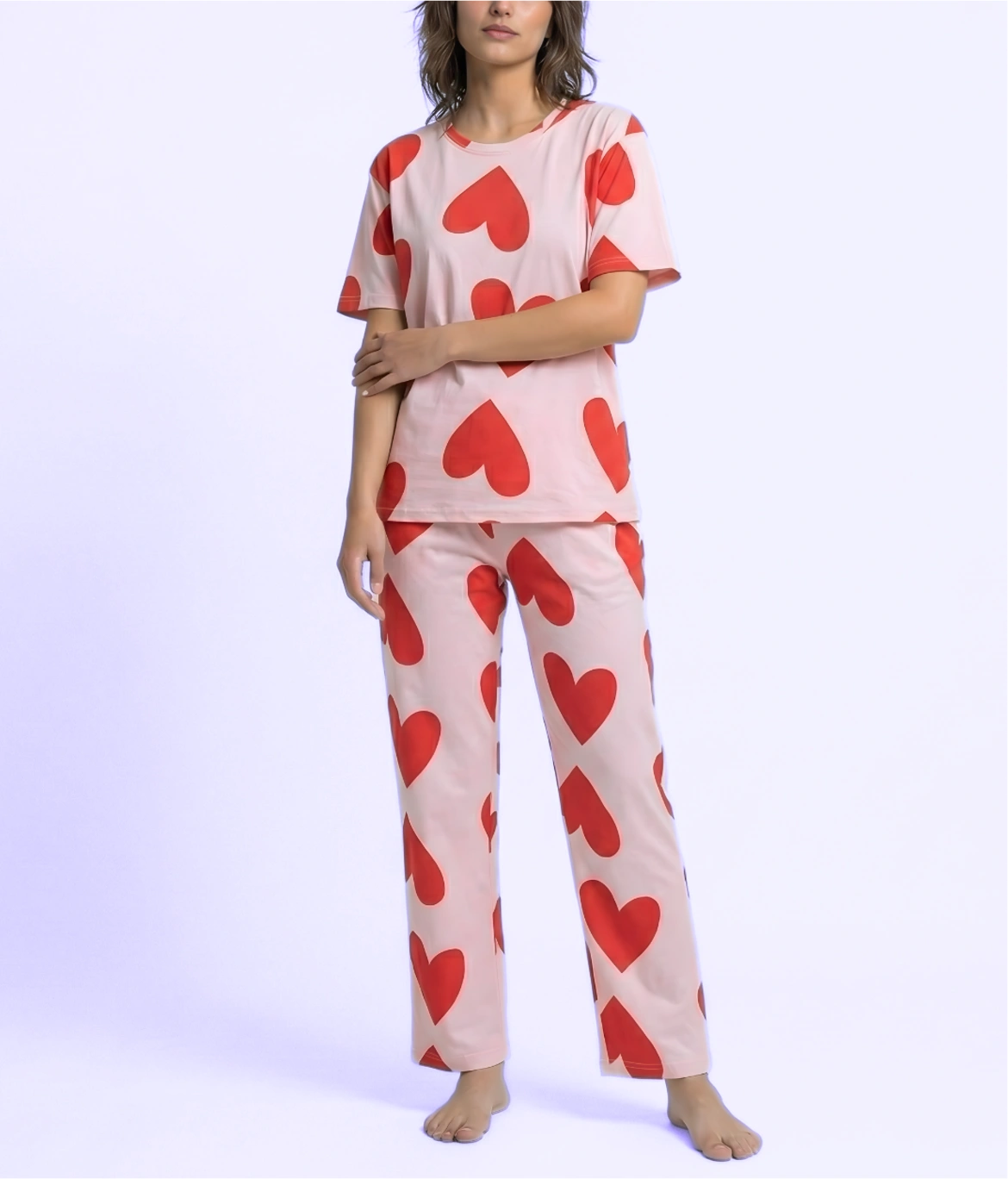 Pink Dilber Print Night Suit Set
