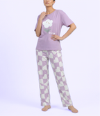 Purple Flower Print Nightwear Set