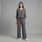 Charcoal V-Neck Palazzo