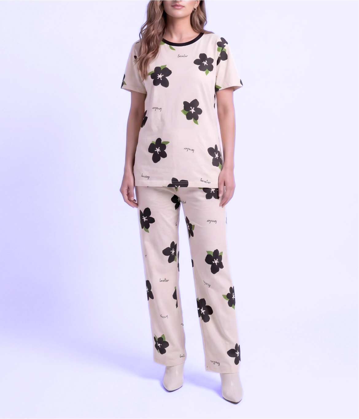 Big Flowers Printed Nightwear