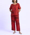 Red Ring Printed Capri Night Suit Set