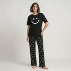 Black Smiley Printed