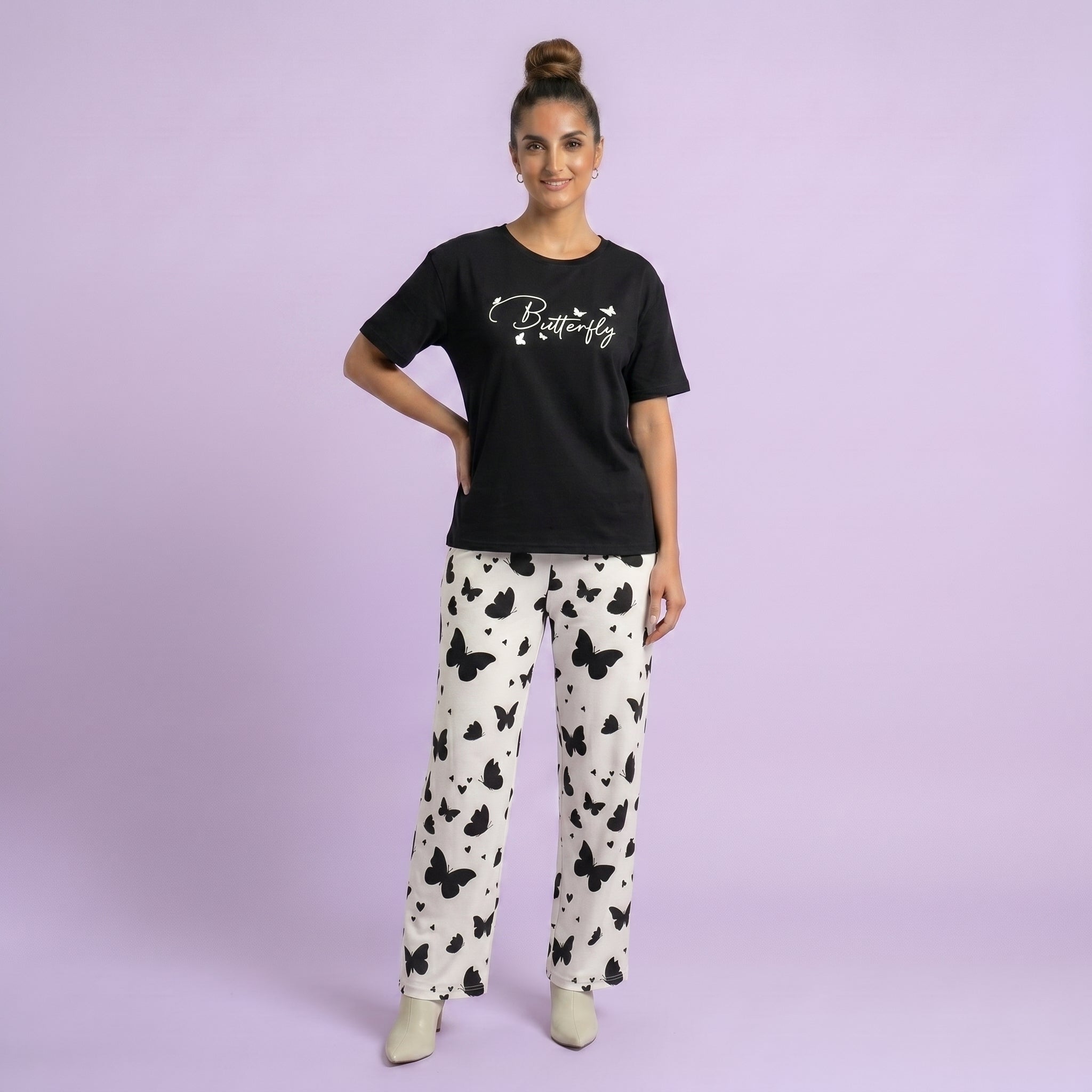 Black Small Butterfly Printed