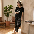 Black Smiley Printed