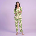 Green Hearts V-Neck Button
