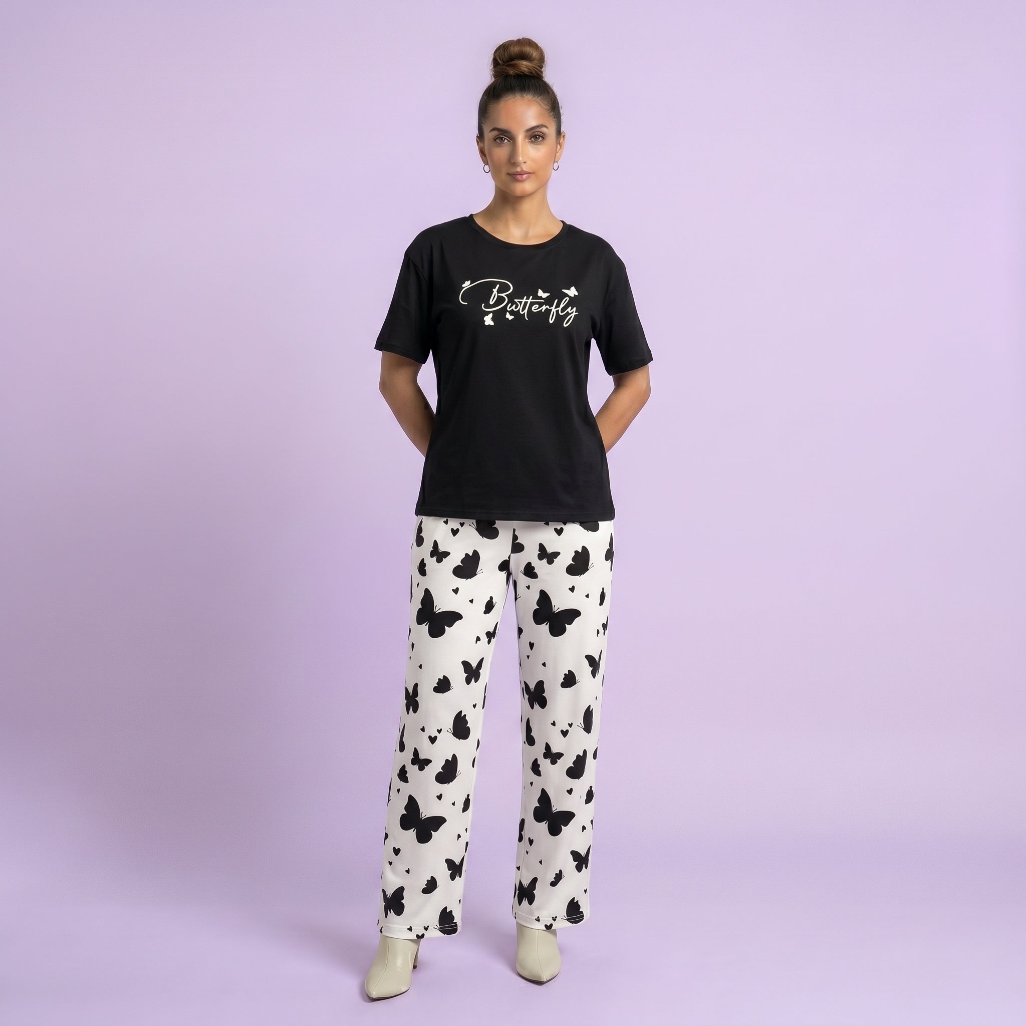 Black Small Butterfly Printed
