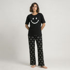 Black Smiley Printed