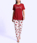 Maroon Small Butterfly Print Nightwear