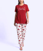 Maroon Small Butterfly Print Nightwear