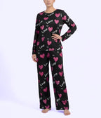 Black Heart Print Cotton Nightwear