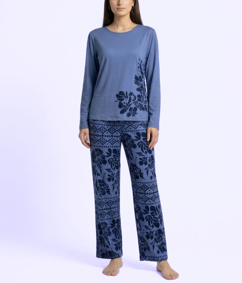Leaf Print Soft Cotton Night Suit
