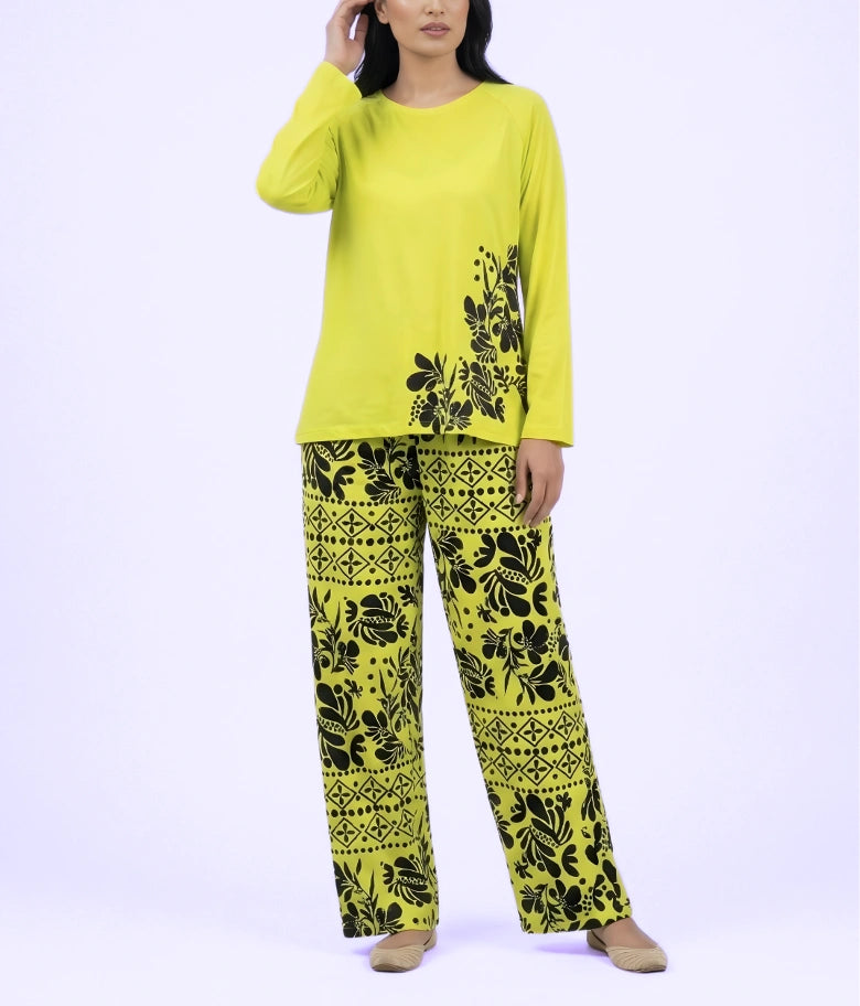 Golden Leaves Cotton Night Suit