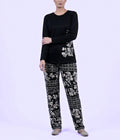 Black Leaves Cotton Night Suit