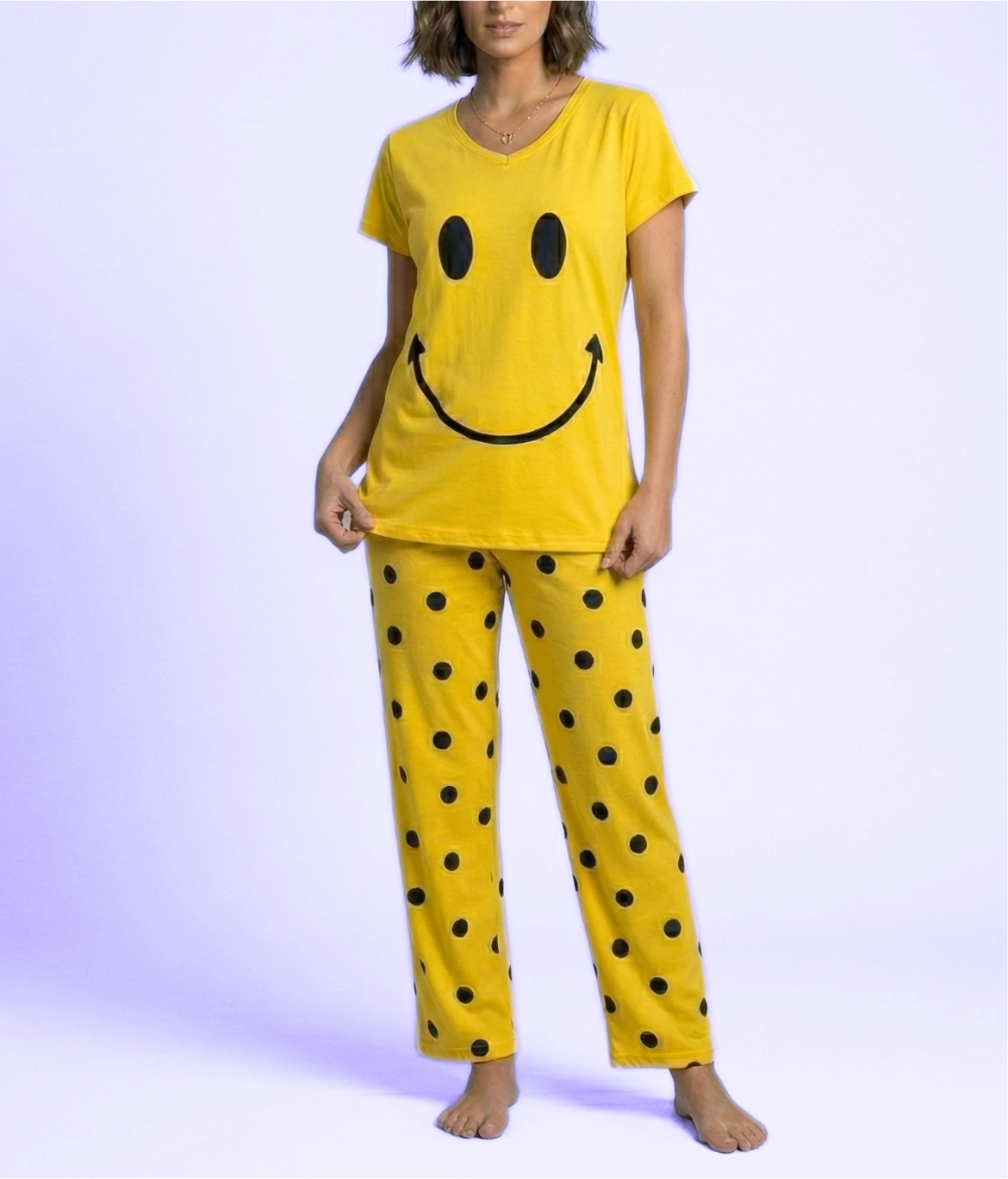 Smiley Print Cotton Nightwear Set