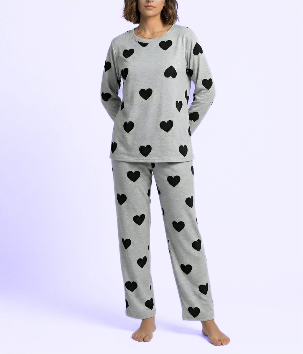 Multi Heart Print Cotton Nightwear Set