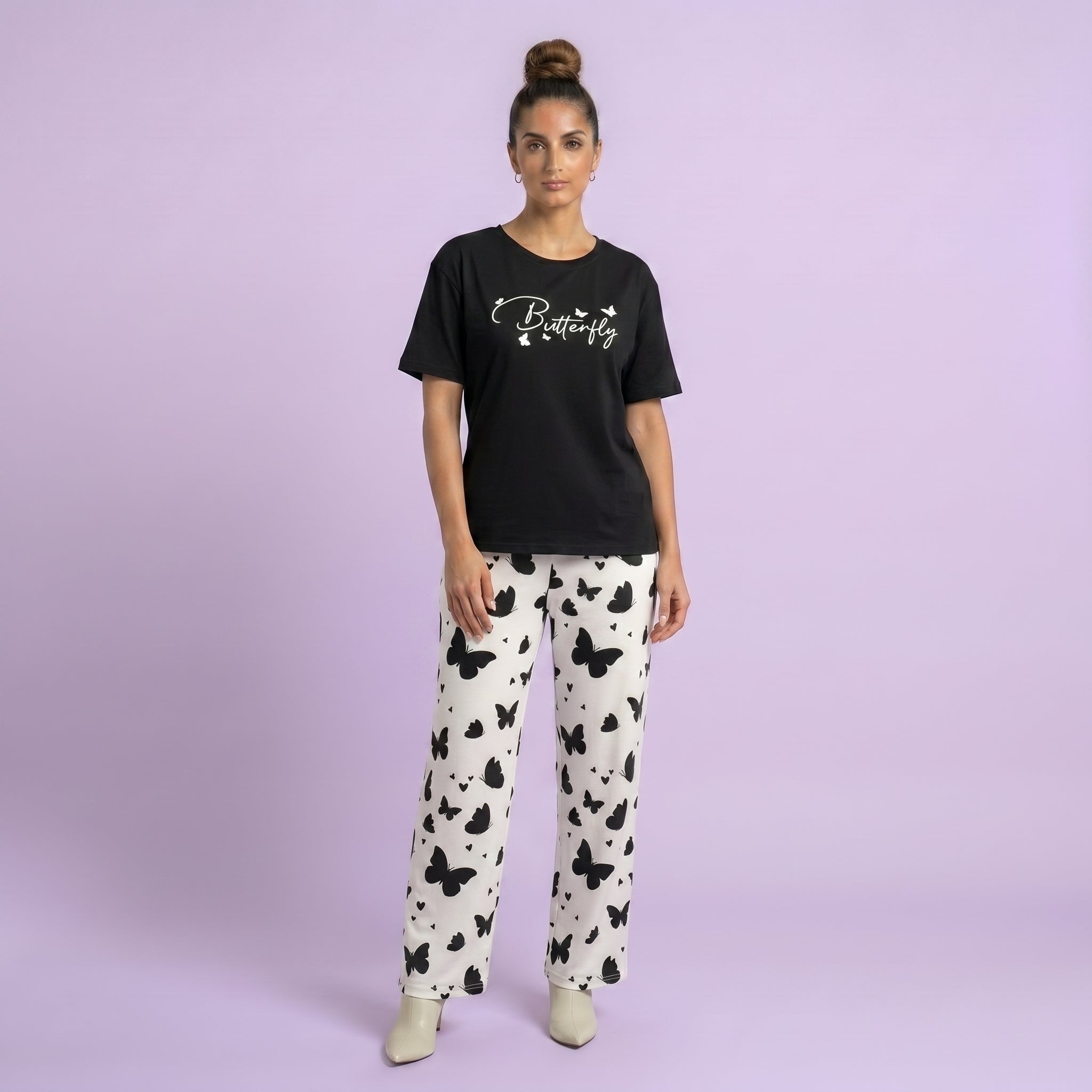 Black Small Butterfly Printed