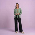 Sea Green with Black V-Neck Palazzo