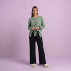 Sea Green with Black V-Neck Palazzo