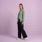 Sea Green with Black V-Neck Palazzo