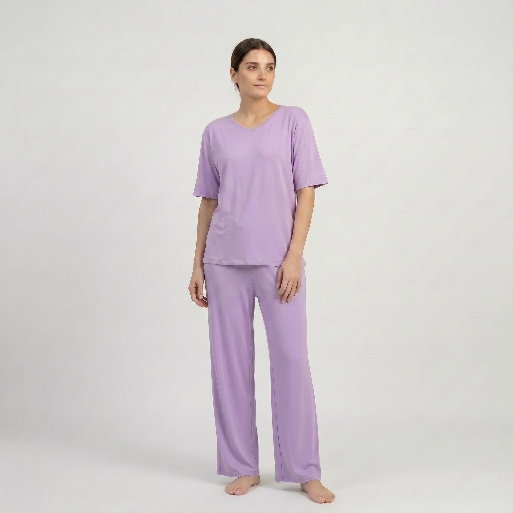 V-Neck Purple Palazzo