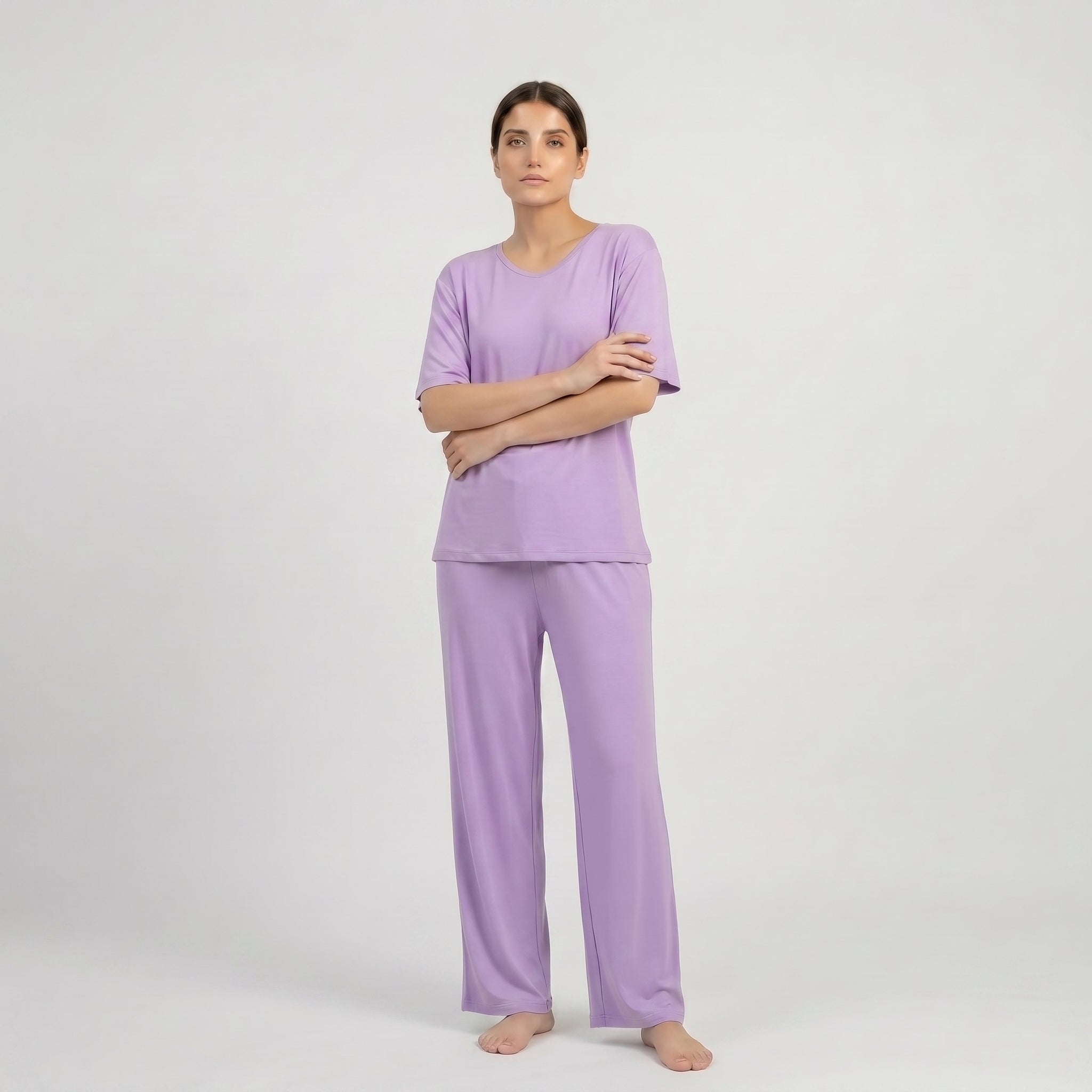V-Neck Purple Palazzo