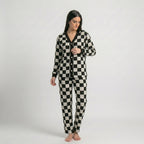 Black with White Smiley Printed V-Neck Button