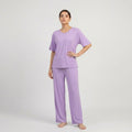 V-Neck Purple Palazzo