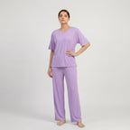 V-Neck Purple Palazzo