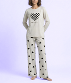 Grey Puzzle Heart Print  Nightwear