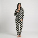 Black with White Smiley Printed V-Neck Button