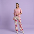 Long Leaf Print Cotton Nightwear