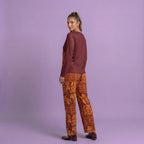 Maroon Leaf Print Cotton Nightwear