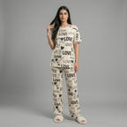 Love Print Drop Shoulder Cotton Nightwear